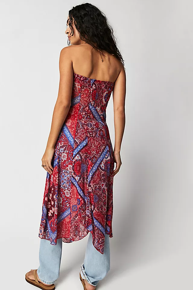 Heartbeats Tube Midi Length Top Red Combo