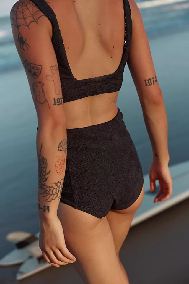 Resin Obsidian Textured High-Waist Surf Bottoms Denim