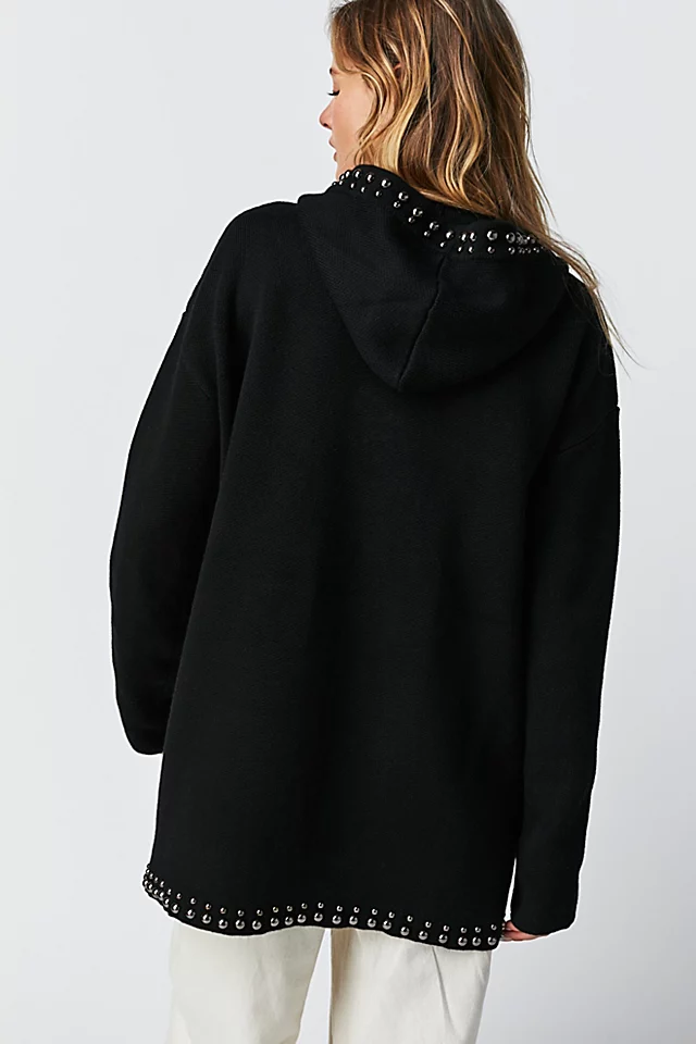 Studded Charm Hoodie Black