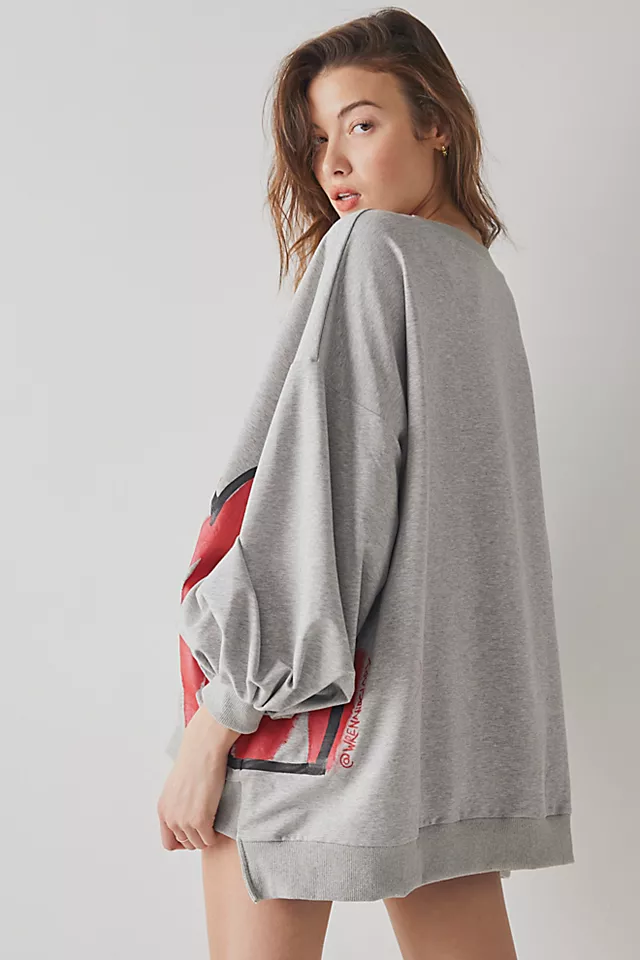 Wren & Glory Side Heart Crew Heather Grey