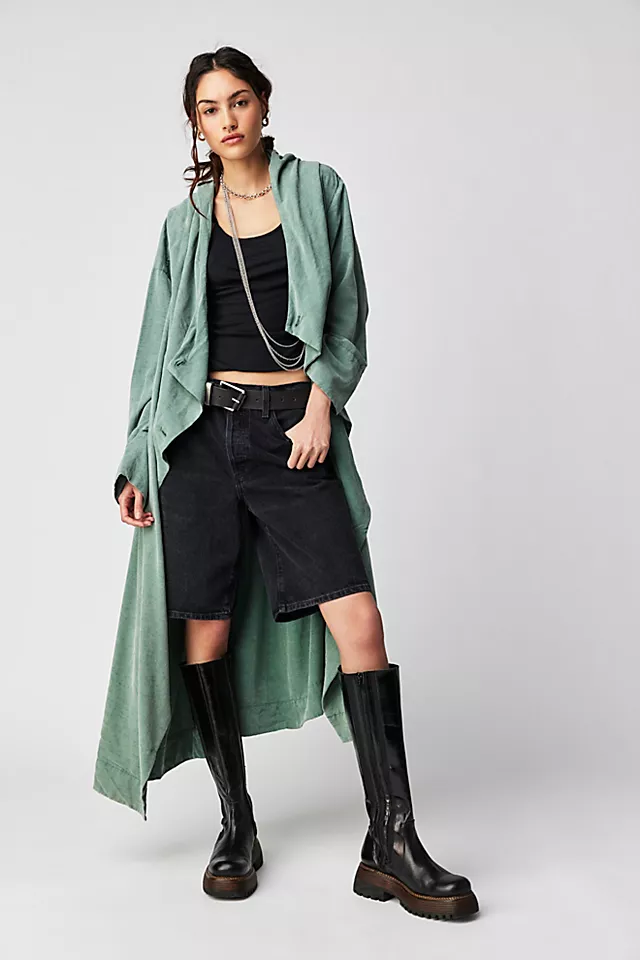 Lorna Hooded Duster Emerald