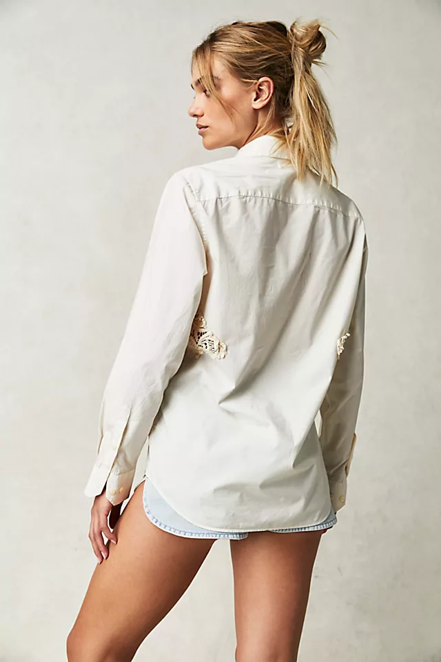 Tricia Fix Pieced Lace Shirt Ivory