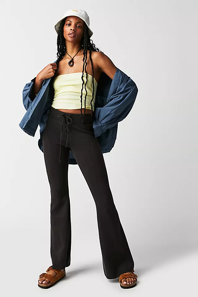 Tabitha Knit Flare Pants Charcoal