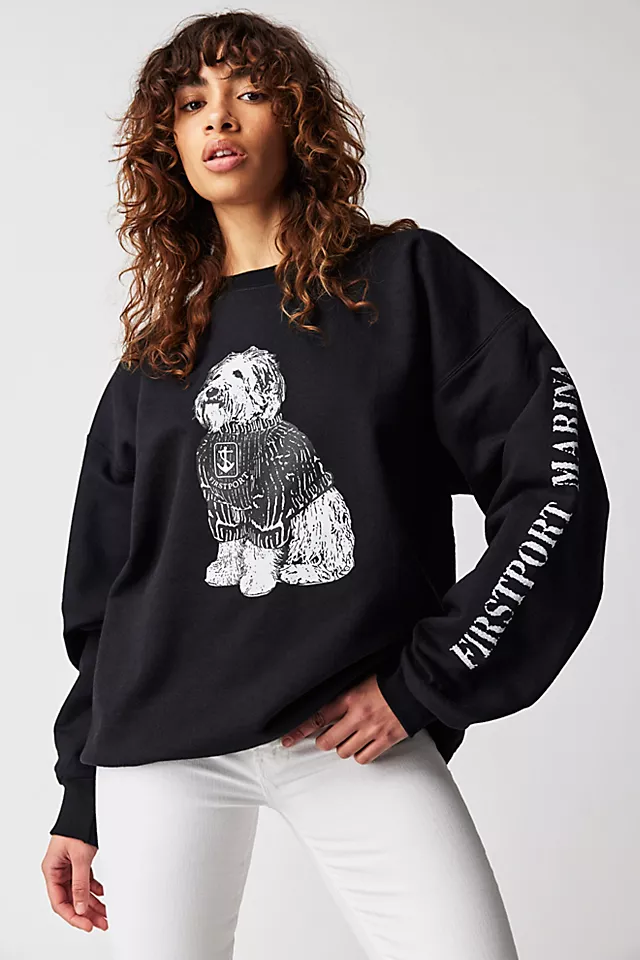 Firstport Shaggy Dog Crewneck Black