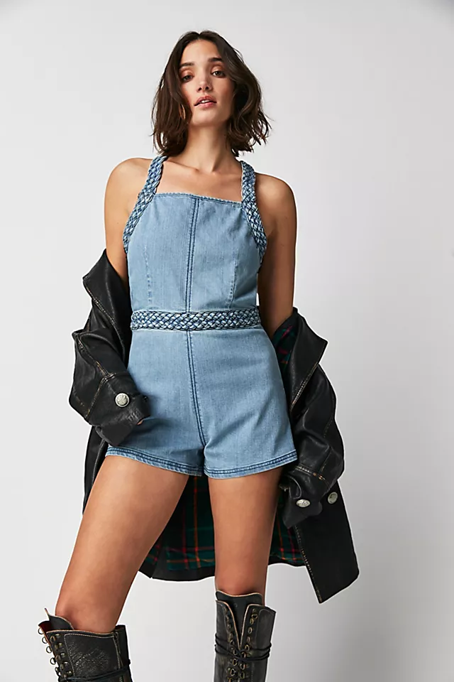 Karina Denim Romper Mid-Denim Wash