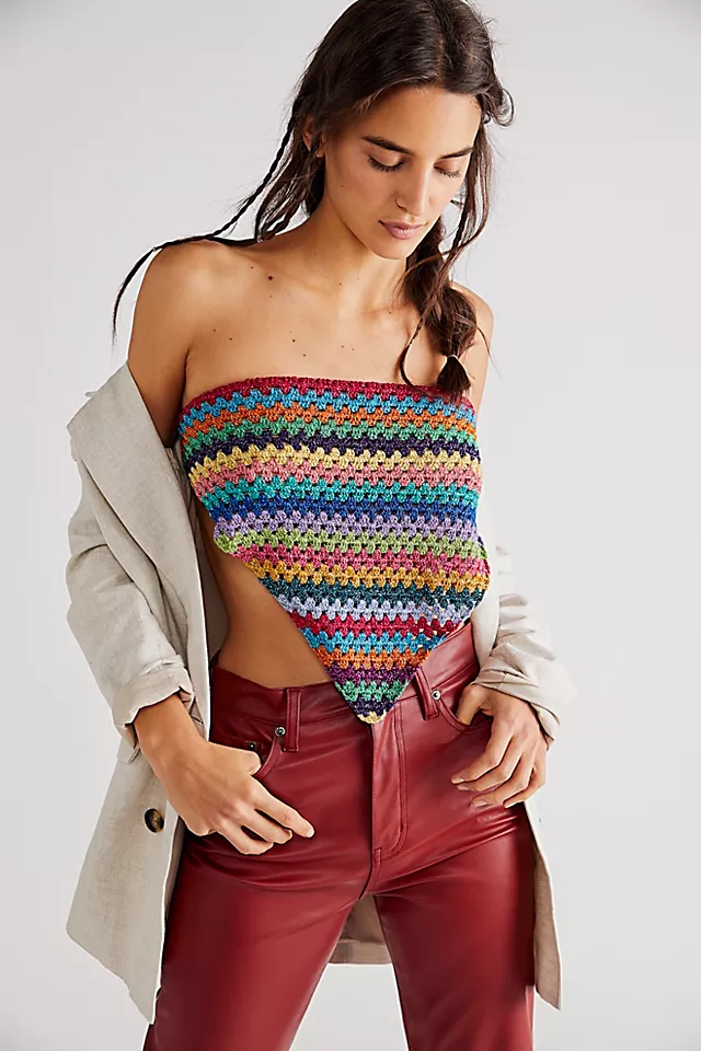 Rose Carmine Tube Top Stripe Rainbow