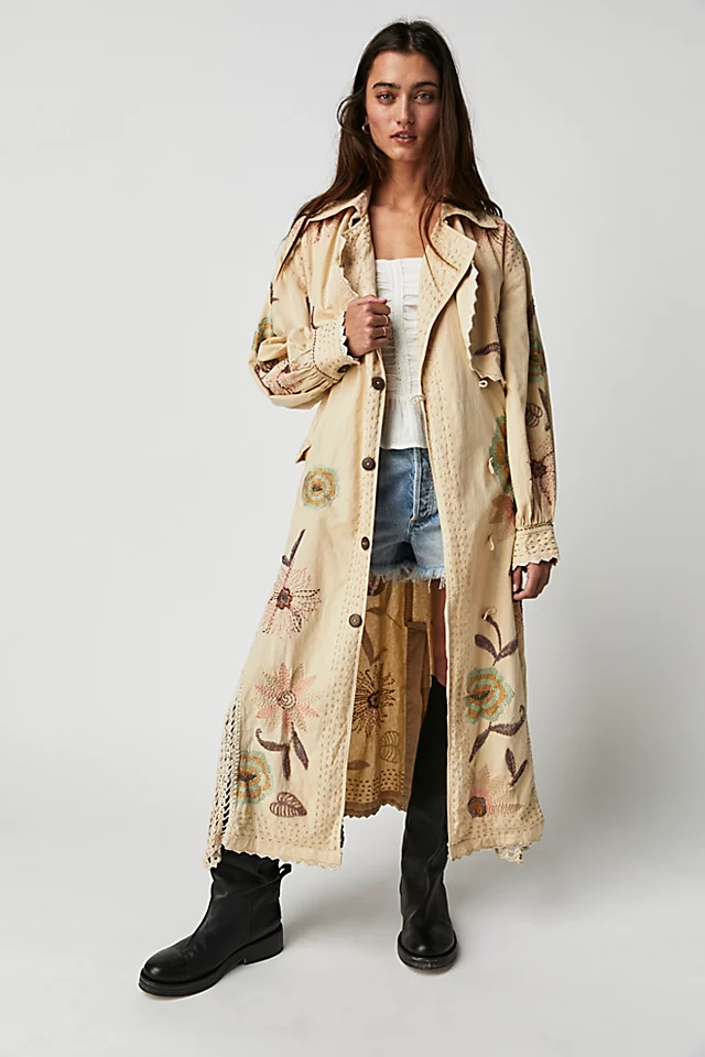 Forget Me Not Trench Coat Almond Flower