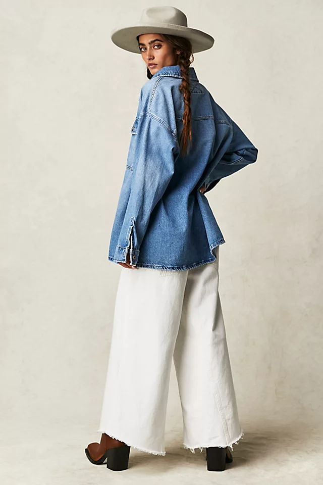 We The Free Leon Denim Top Leon Blue