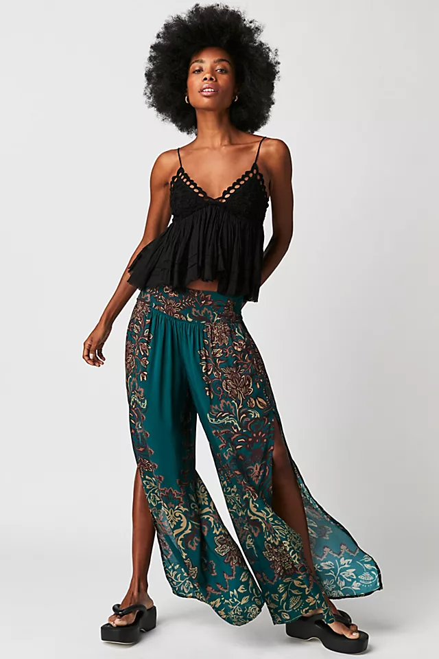 Sweet Arrival Wide-Leg Pants Teal Combo