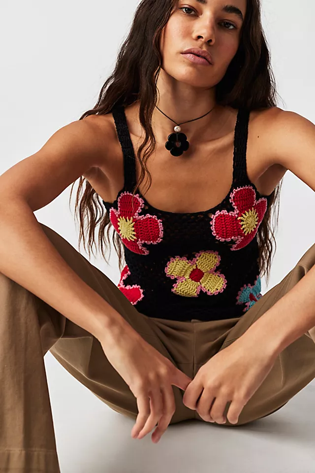 Tach Nora Crochet Top Black