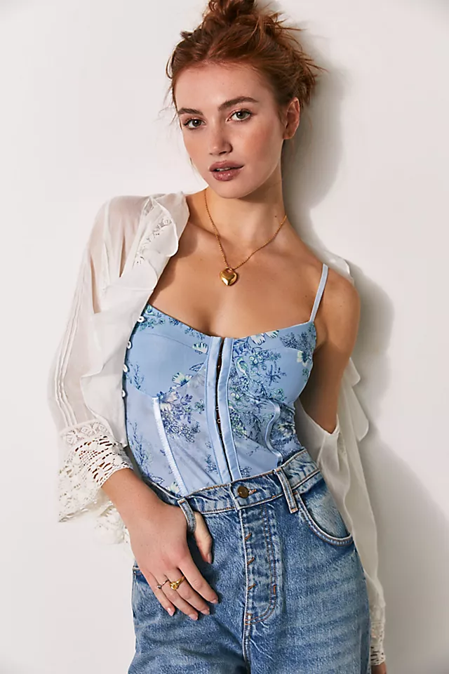 Night Rhythm Printed Bodysuit Spring Blue Combo