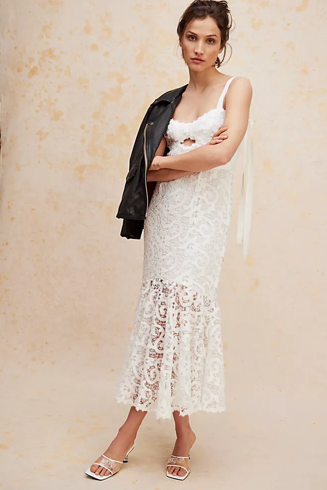 Saylor Leslie Midi Dress White