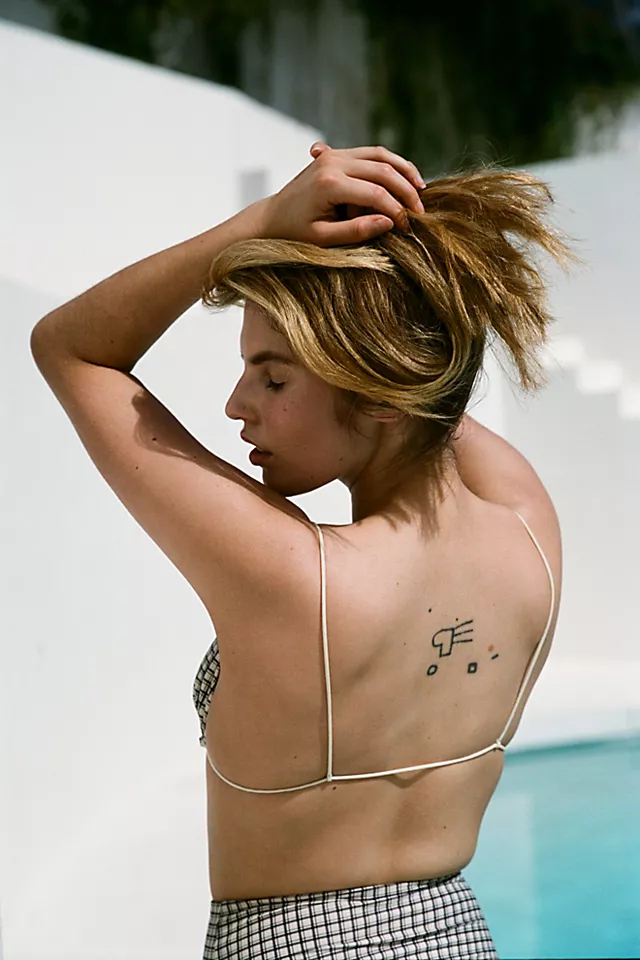 Ziah Fine Strap Triangle Bikini Top Bijou Check