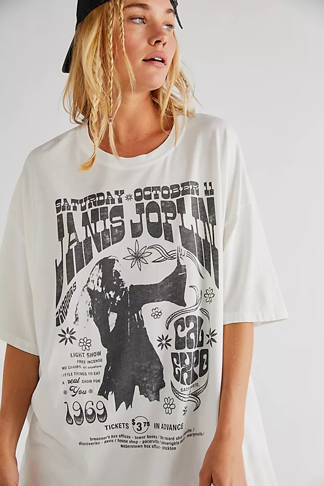 Janis Joplin Poster Tee Ivory