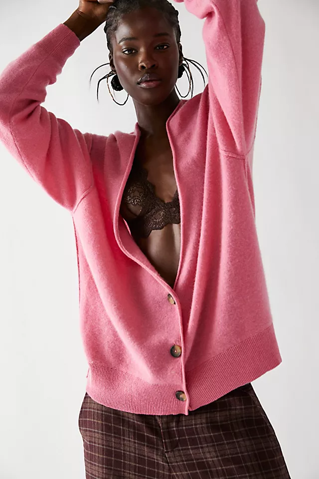 School Boy Cashmere Cardi Bubblegum