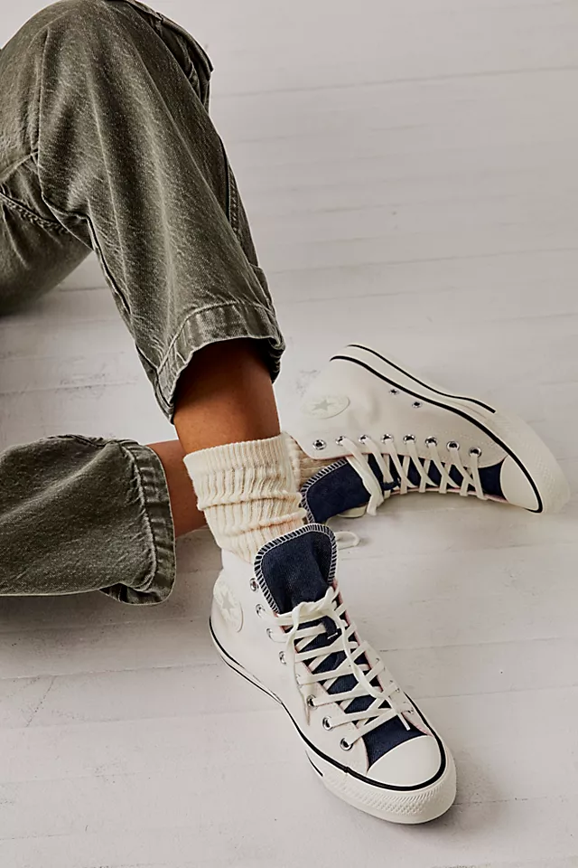 Chuck Taylor All Star Denim Hi Top Sneakers Egret / Navy Sage