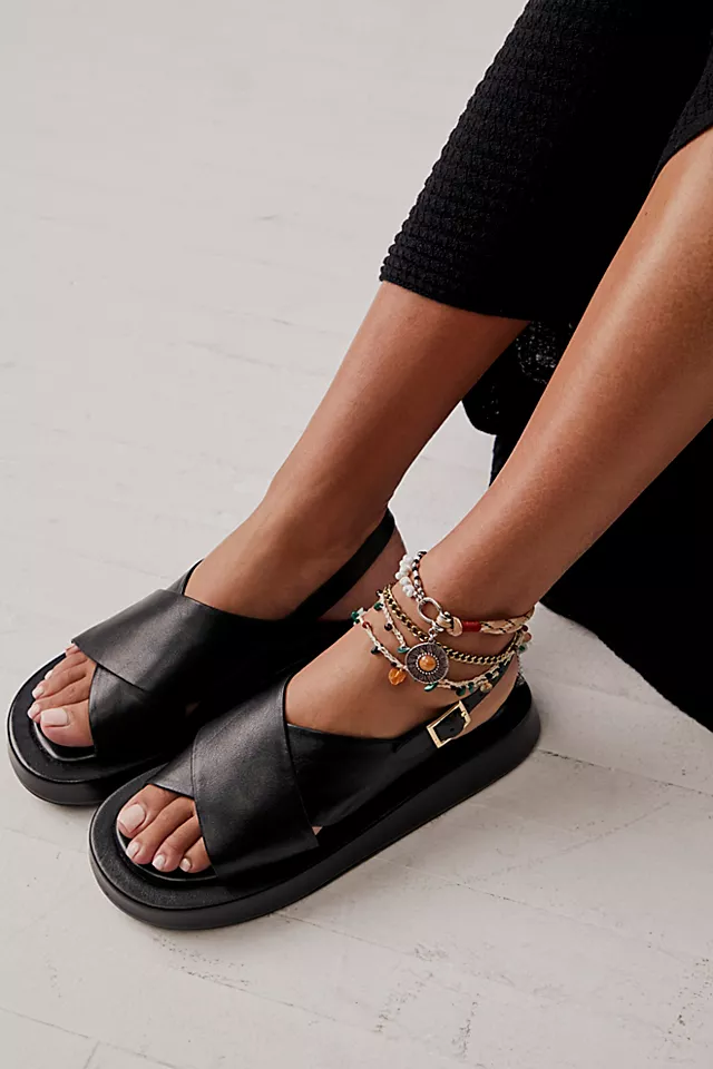 Joni Slingback Sandals Black Leather