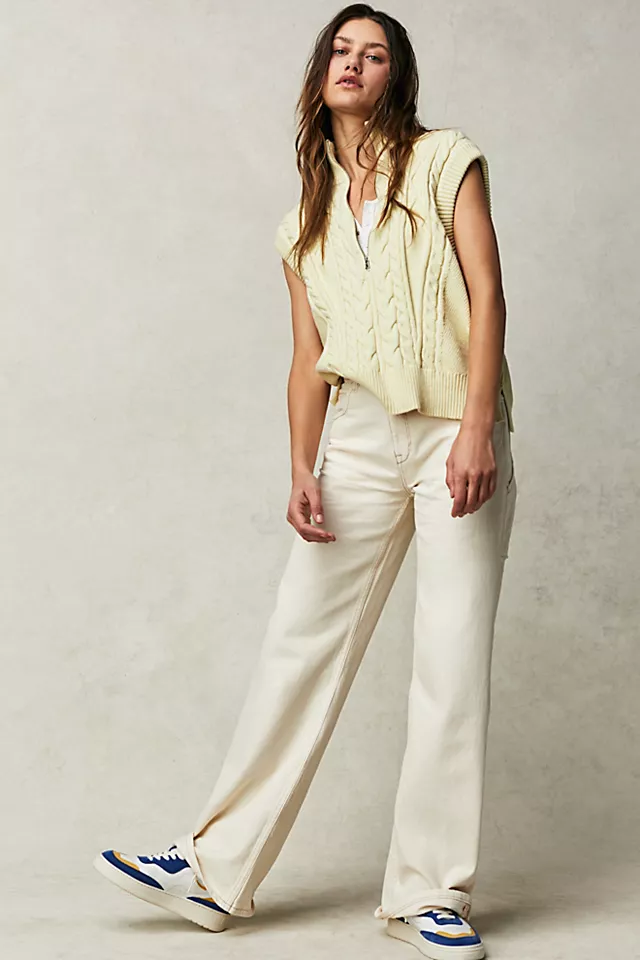 Tinsley Baggy High-Rise Jeans Ecru