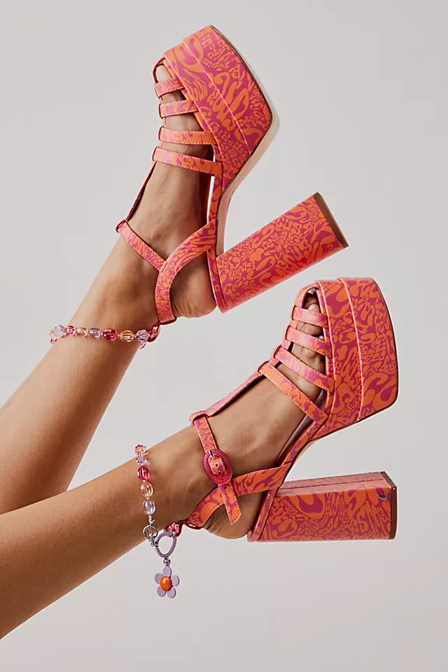 Paddie Platform Heels Orange Popsicle Multi