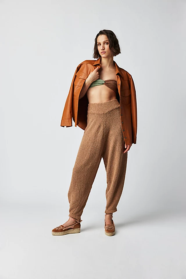 Zulu & Zephyr Almond Cotton Blend Knit Pants Almond