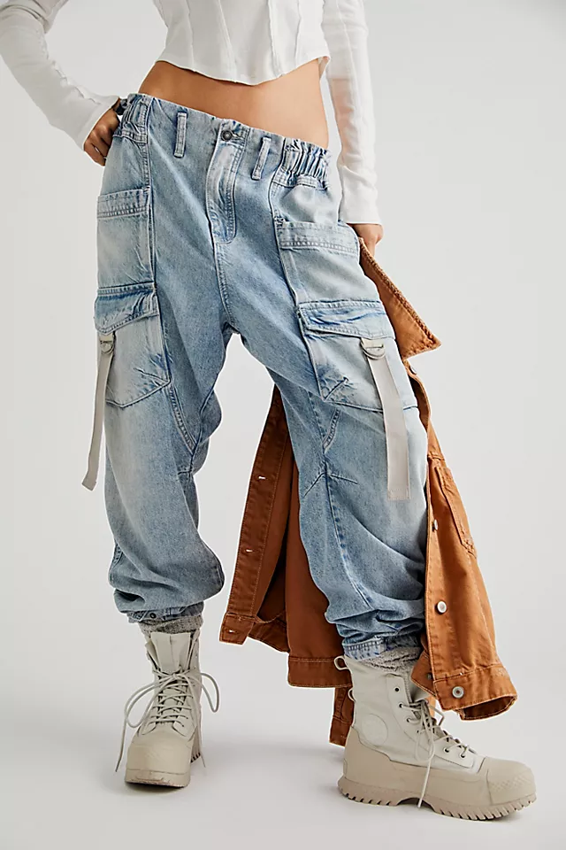 Hazel Pull-On Drop-Waist Jeans Perfected Blue
