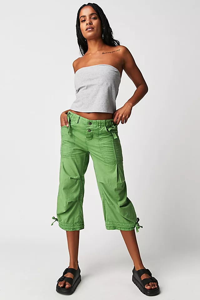 One More Chance Cropped Cargo Pants Green Goddess
