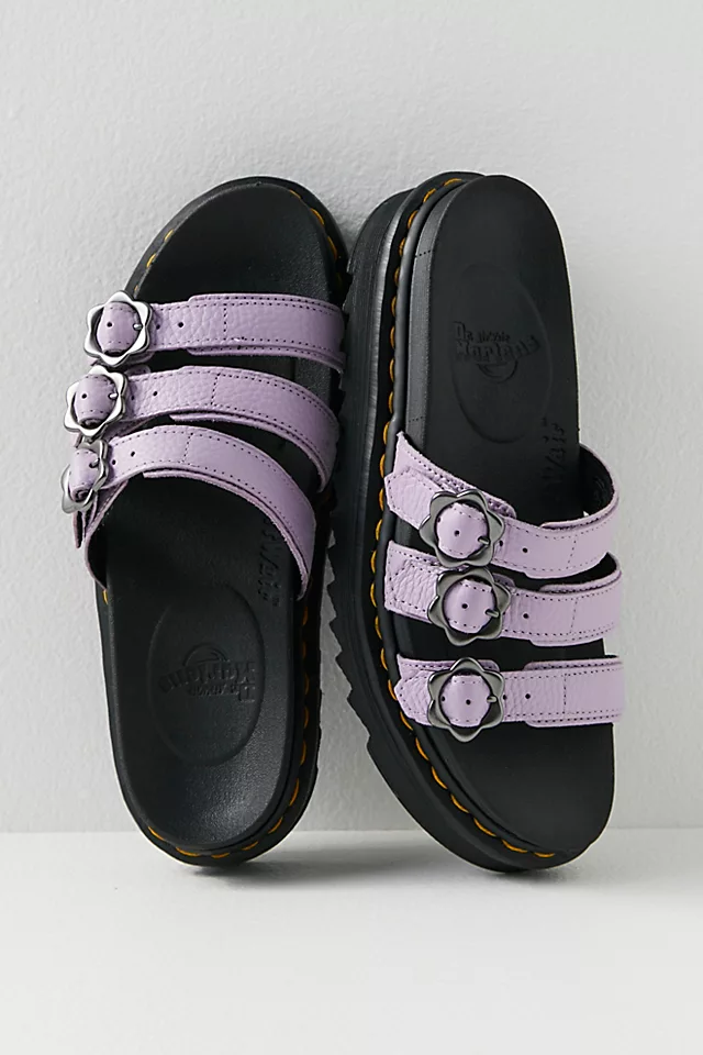 Blaire Flower Buckle Slides Lilac