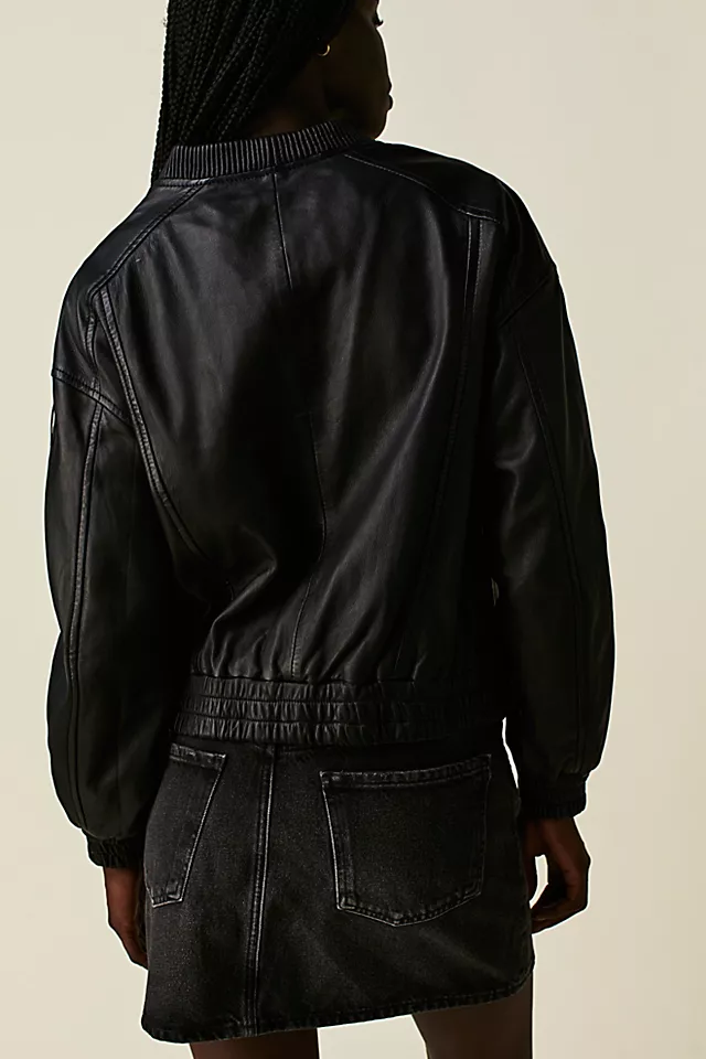 Mauritius Irka Leather Bomber Jacket Black