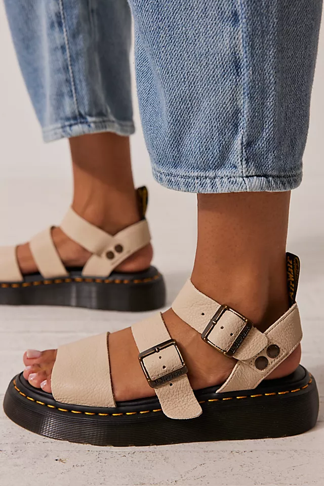 Gryphon Quad Platform Sandals Parchment Beige