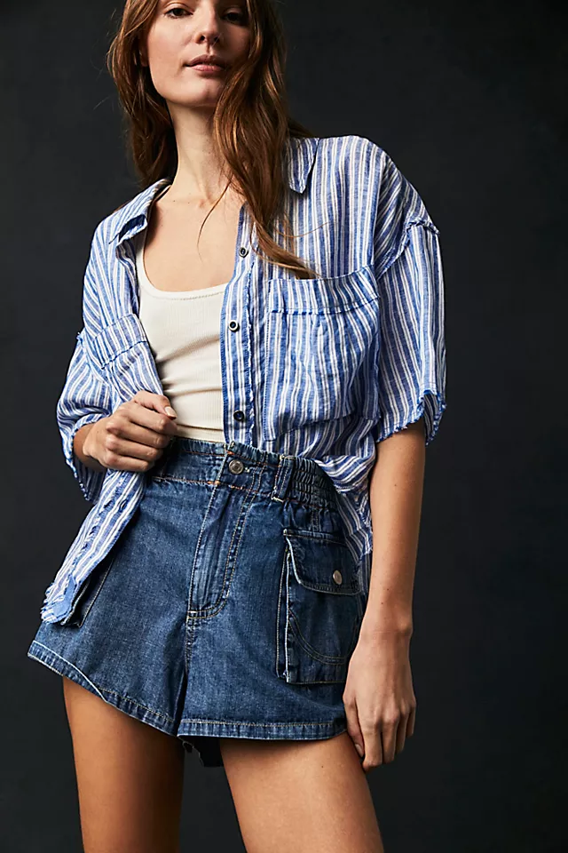 Sail Away Linen Shirt Blue Combo