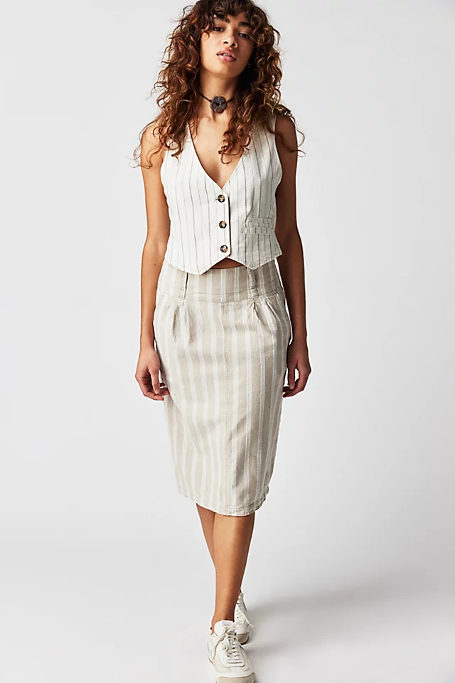 Juniper Midi Skirt Dusty Beige Combo