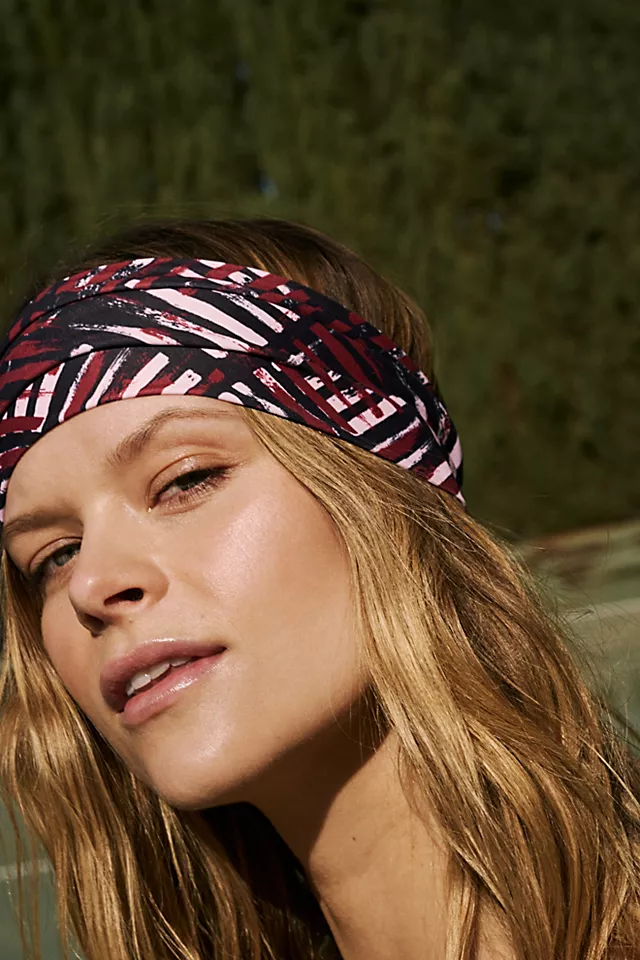 Gym Wrap Sweat Wicking Bandi Headbands Set of 2 Crossed Cherry