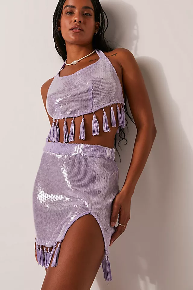 FP x EastNWestLabel Sequin Tassel Mini Half Slip Lilac