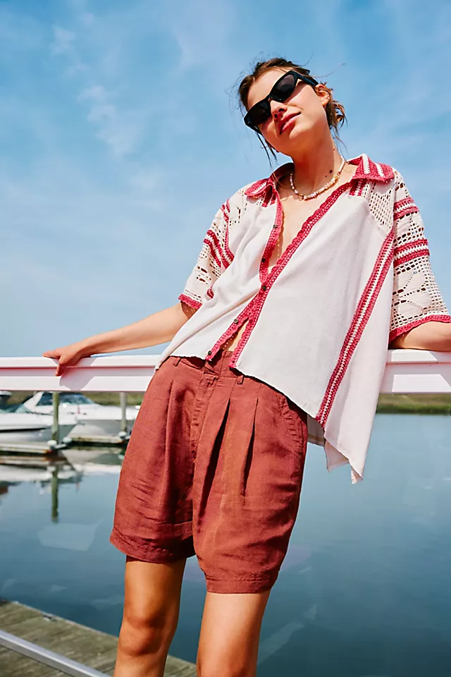 Calla Linen Trouser Shorts Umber Earth