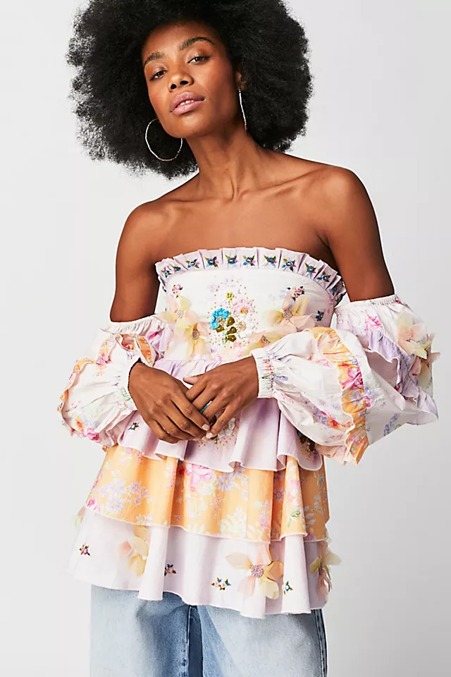 Fillyboo Sweet Pea Medley Ruffle Top Pink Combo