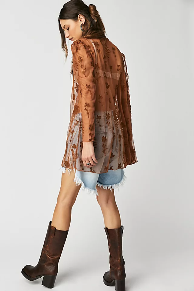 Cecelia Sheer Mini Dress Tiger Eye