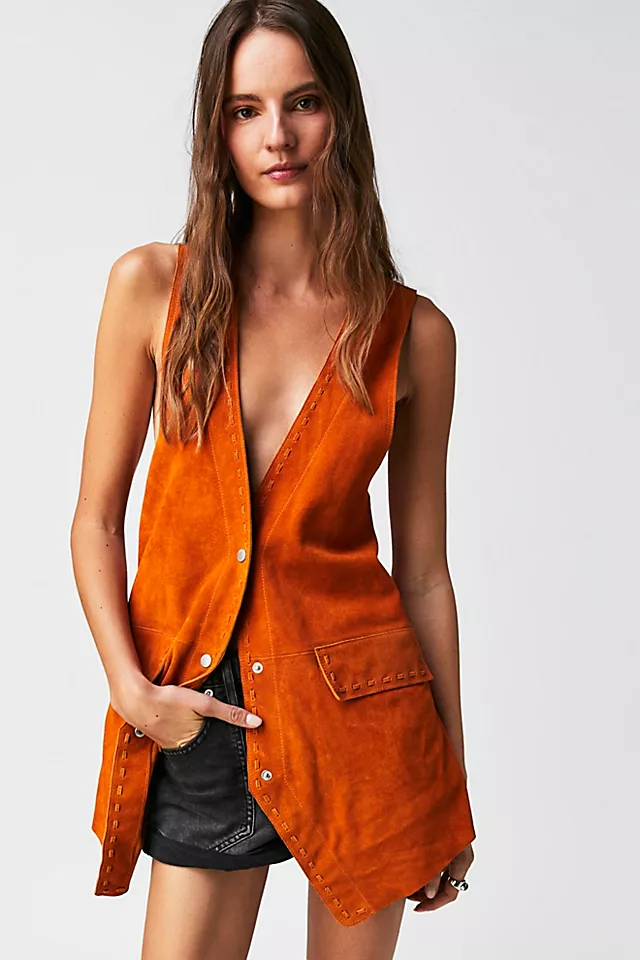 Low Rider Suede Vest Orange Lily