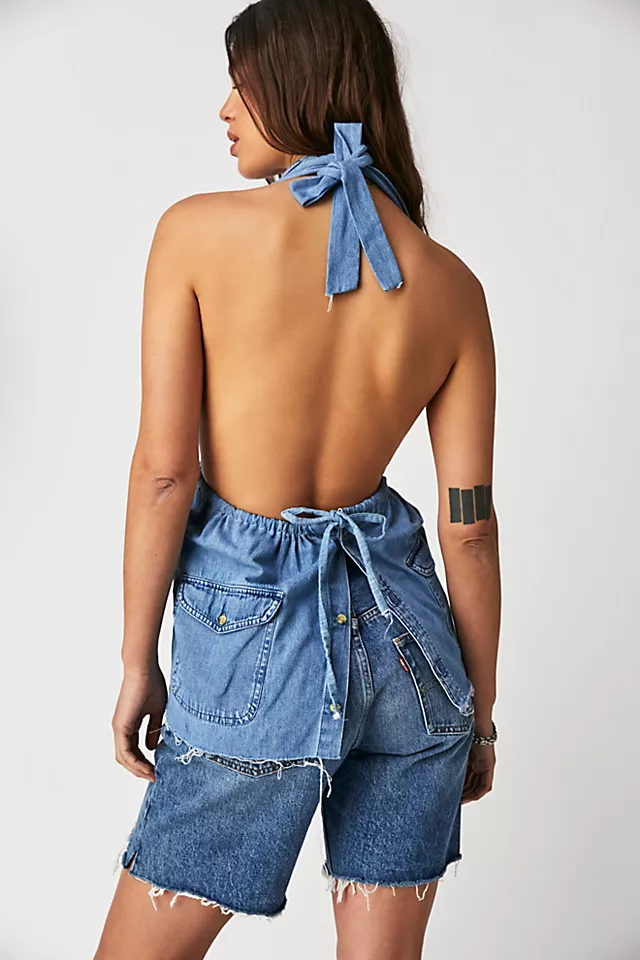 Tricia Fix Denim Studded Halter Indigo