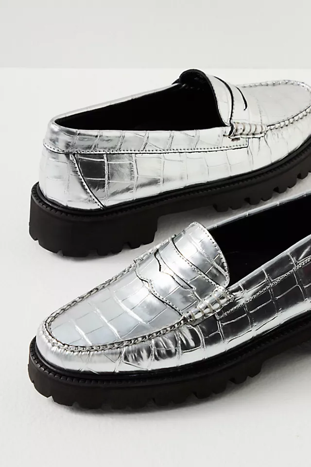 G.H. Bass Whitney Super Lug Loafers Silver Metallic