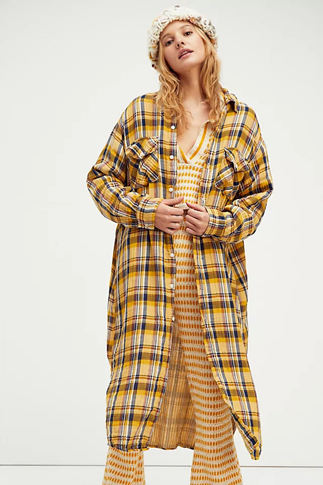 CP Shades Plaid Maxi Top Yellow