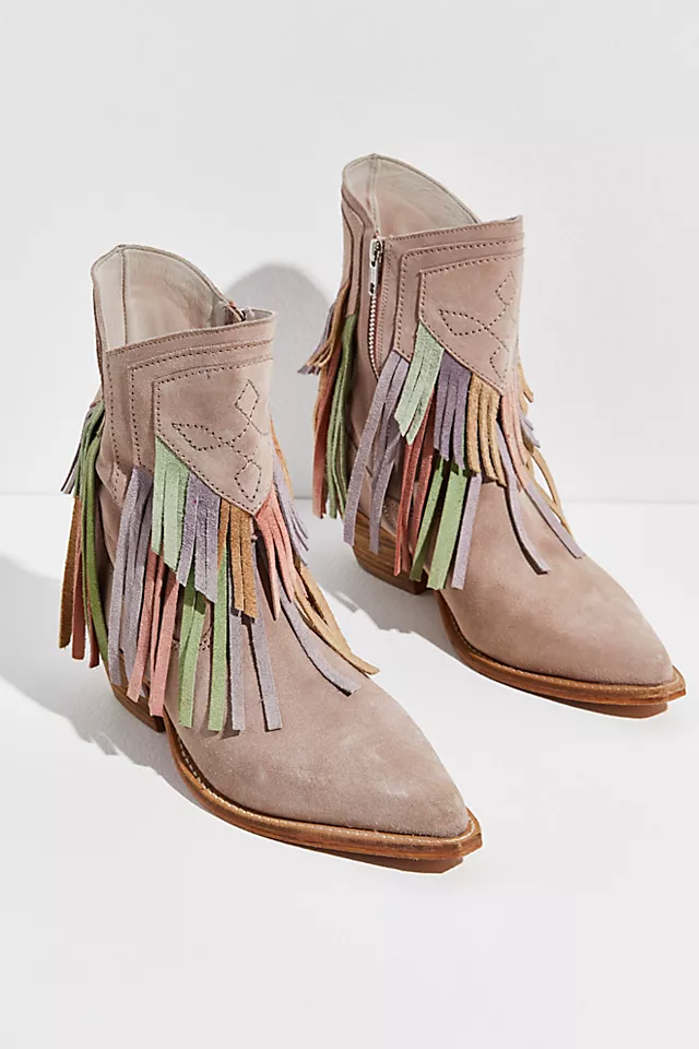 Lawless Fringe Western Boots Pink Multi