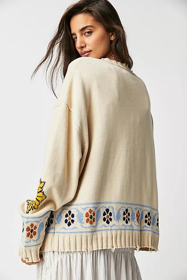 Distressed Horse Cardi Ivory