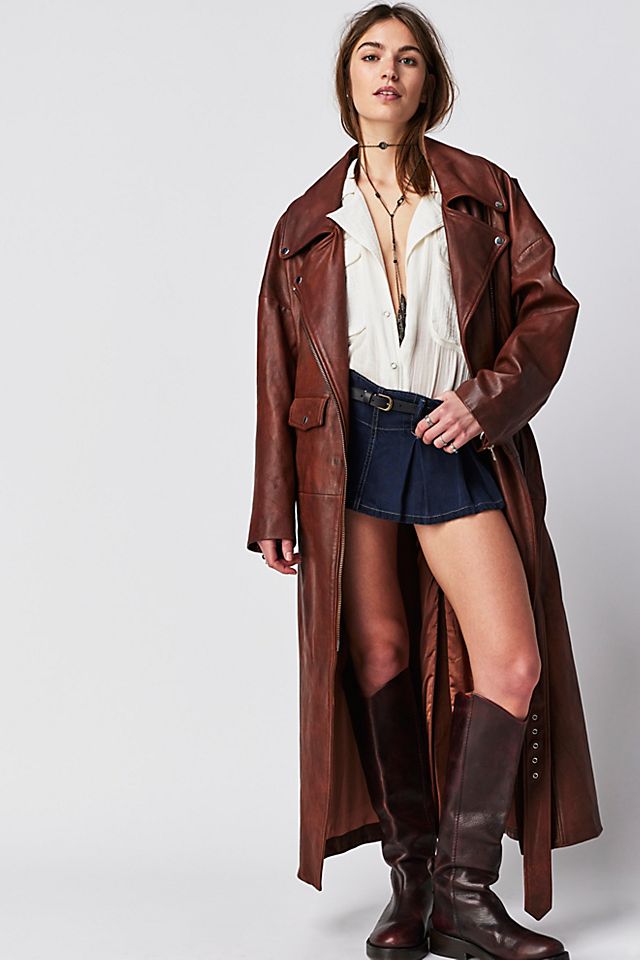 Paris Bank Moto Trench Cognac Wax