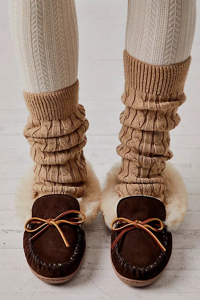 Minnetonka Alpine Shearling Moccasins Chocolate