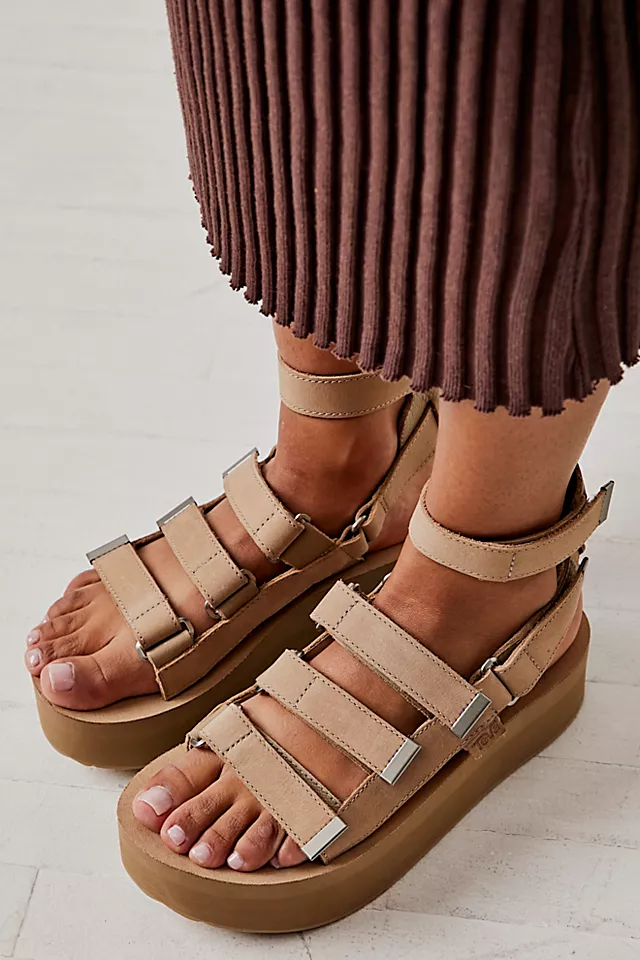Flatform Mevia Leather Sandals Incense