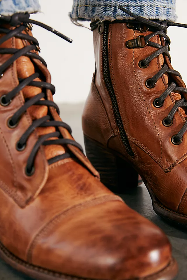 Brooklyn Lace Up Ankle Boots Tan Rustic