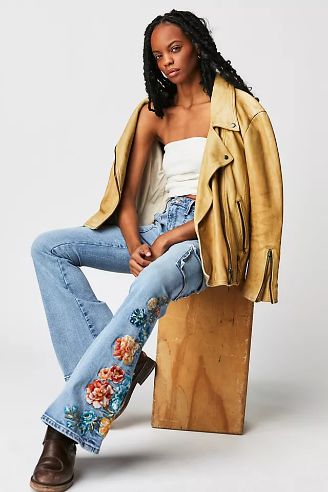 Driftwood Farrah Embroidered Cargo Jeans Savannah