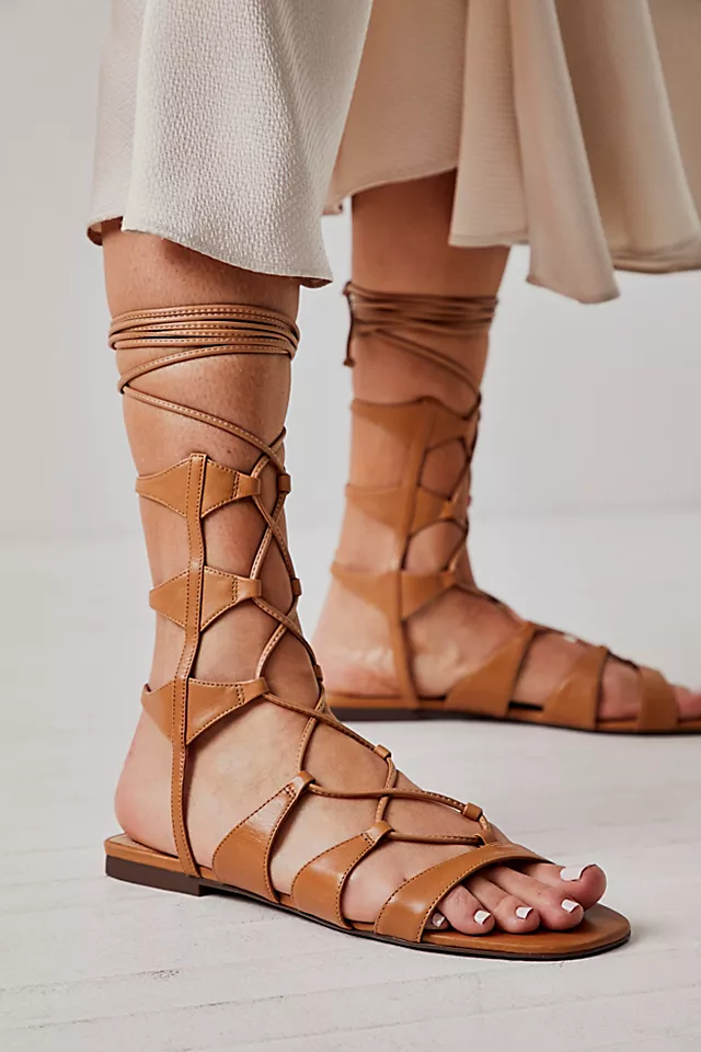 Cassia Gladiator Sandals Nude Caramel