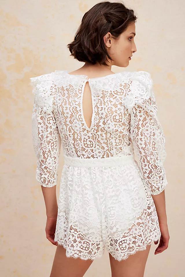 For Love & Lemons Santo Romper White