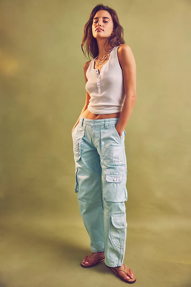 Lap Of Luxury Barrel Cargo Jeans Aquamarine